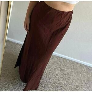 Sportsgirl chocolate Brown Maxi Skirt minimalist neutral scandi linen clean girl